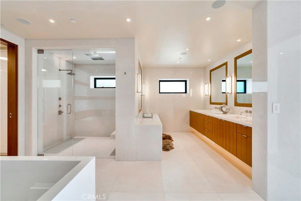 Bathroom, Dual Sink Vanities, Glass Shower, Interior, Recessed Lighting