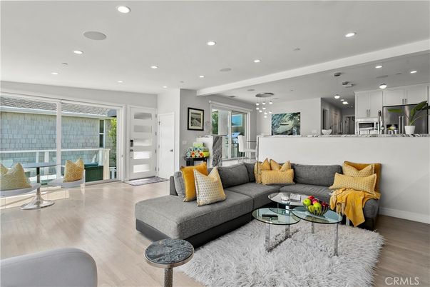 Interior, Kitchen, Living room, Recessed Lighting, Stainless Steel Appliances, Wood Texture Flooring