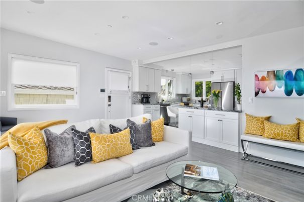 Interior, Kitchen, Living room, Recessed Lighting, Stainless Steel Appliances, Wood Texture Flooring