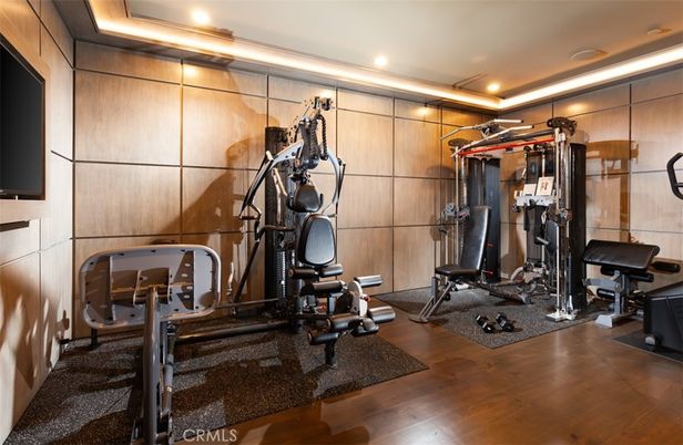 Fitness Equipment, Interior, Recessed Lighting, Wood Texture Flooring