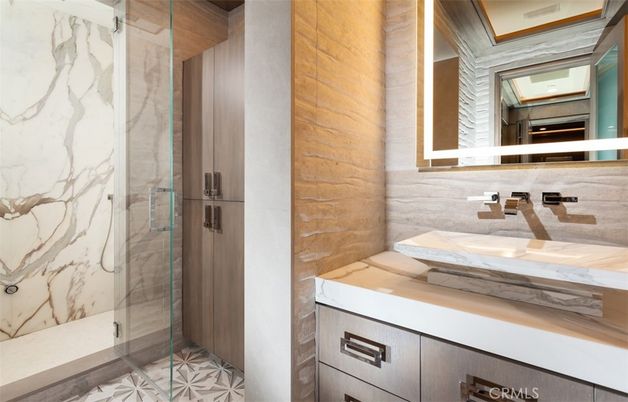 Bathroom, Glass Shower, Interior, Marble Walls