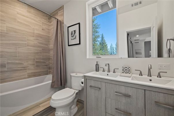 Bathroom, Dual Sink Vanities, Interior, Wood Texture Flooring