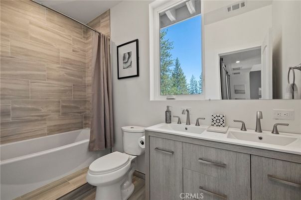 Bathroom, Dual Sink Vanities, Interior, Wood Texture Flooring