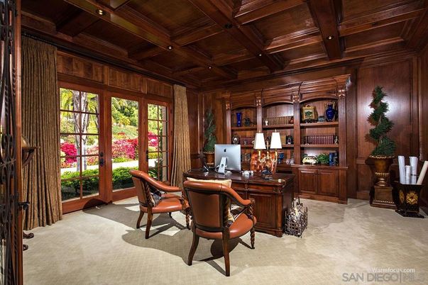 Home Office, Interior, Recessed Lighting, Wooden Beams, Wooden Ceilings, Wooden Walls