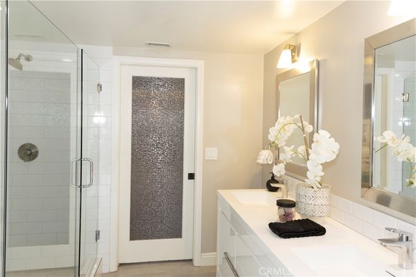 Bathroom, Dual Sink Vanities, Glass Shower, Interior