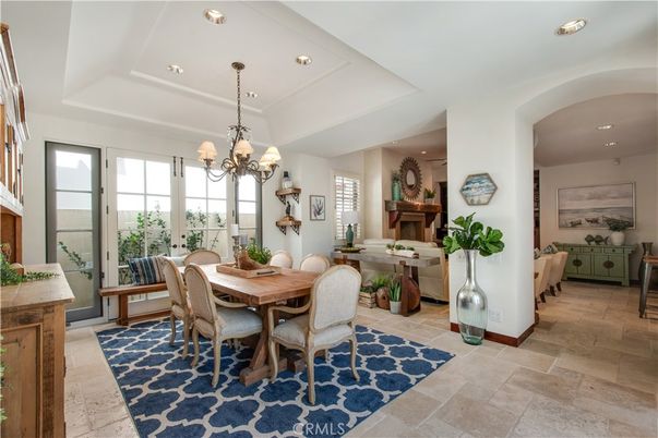 Chandelier, Dining room, Fireplace, Interior, Living room, Recessed Lighting