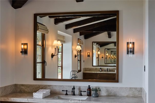 Bathroom, Interior, Wooden Beams