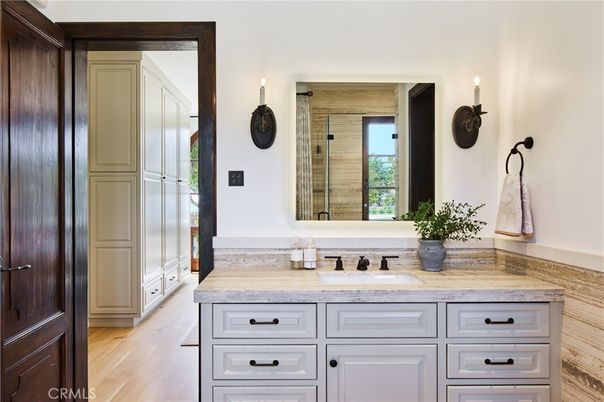 Bathroom, Glass Shower, Interior, Wood Texture Flooring