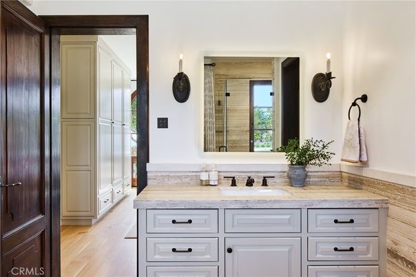 Bathroom, Glass Shower, Interior, Wood Texture Flooring