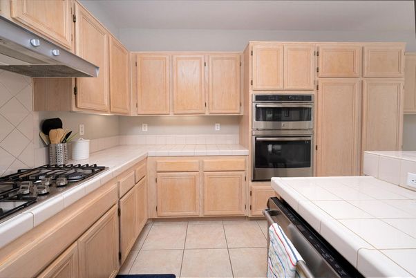 Interior, Kitchen, Stainless Steel Appliances, Tile Countertops
