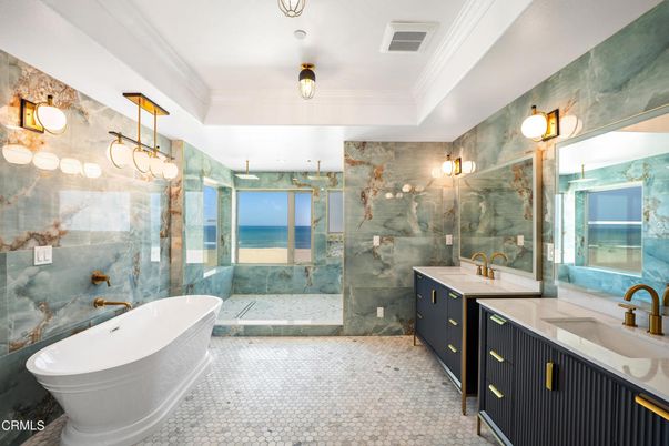 Bathroom, Dual Sink Vanities, Free Standing Baths, Glass Shower, Interior, Water
