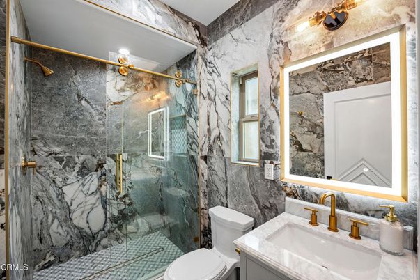 Bathroom, Glass Shower, Interior, Marble Walls