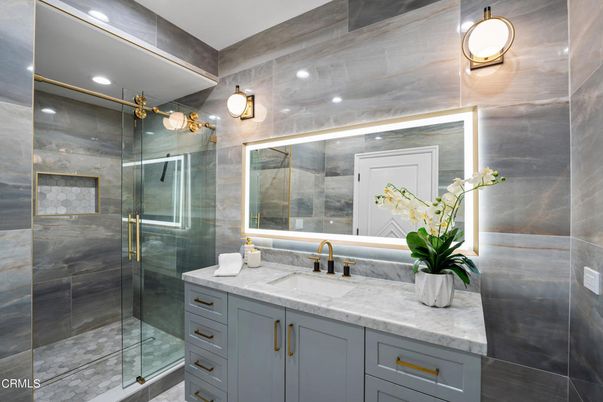 Bathroom, Glass Shower, Interior, Recessed Lighting