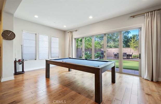 Billiard Table, Game Room, Interior, Recessed Lighting, Wood Texture Flooring
