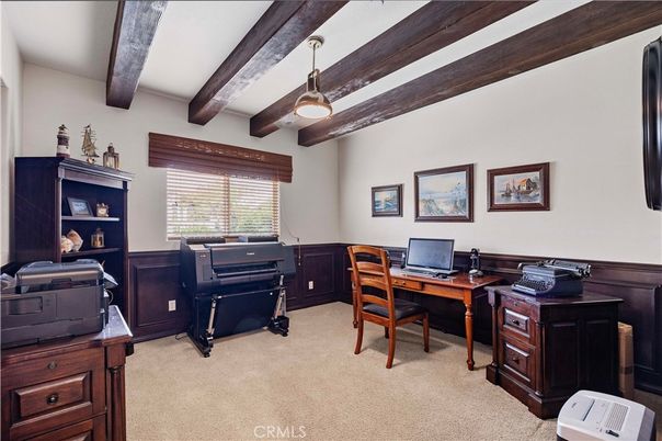 Home Office, Interior, Pendant Lights, Wooden Beams