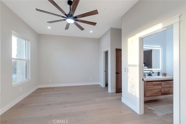 Bathroom, Empty room, Interior, Recessed Lighting, Wood Texture Flooring