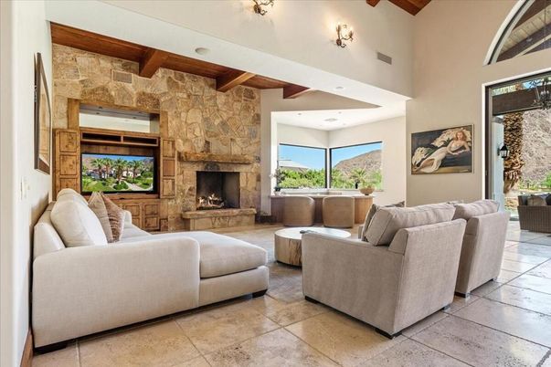 Fireplace, Interior, Living room, Stone Walls, Wooden Beams