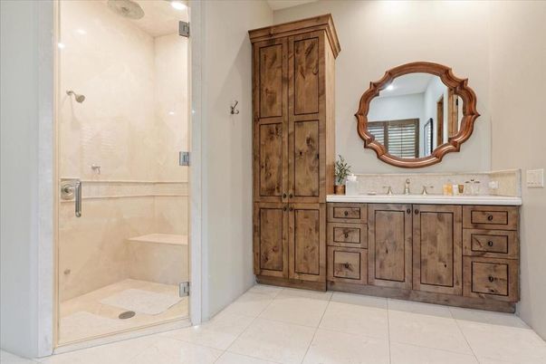 Bathroom, Glass Shower, Interior, Recessed Lighting