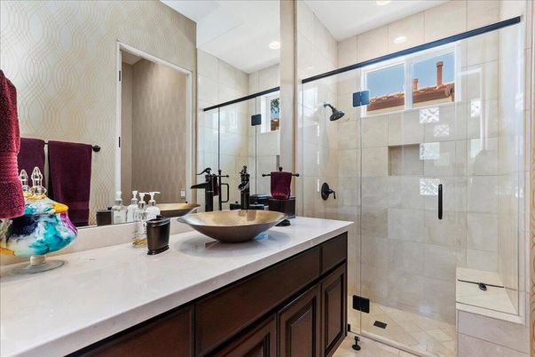 Bathroom, Dual Sink Vanities, Glass Shower, Interior, Recessed Lighting