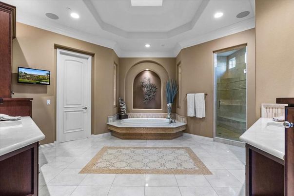 Bathroom, Glass Shower, Interior, Recessed Lighting