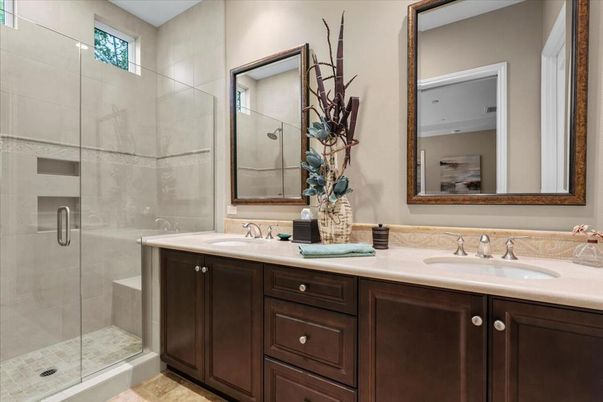 Bathroom, Dual Sink Vanities, Glass Shower, Interior