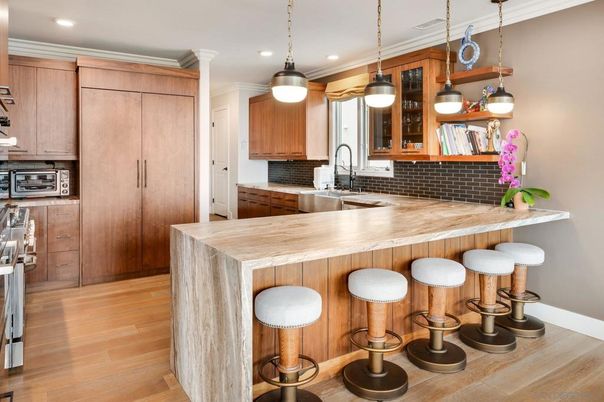 Interior, Kitchen, Pendant Lights, Recessed Lighting, Wood Texture Flooring