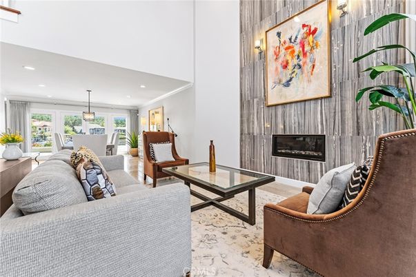Dining room, Fireplace, Interior, Living room, Pendant Lights, Recessed Lighting