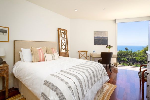Bedroom, Home Office, Interior, Recessed Lighting, Water, Wood Texture Flooring