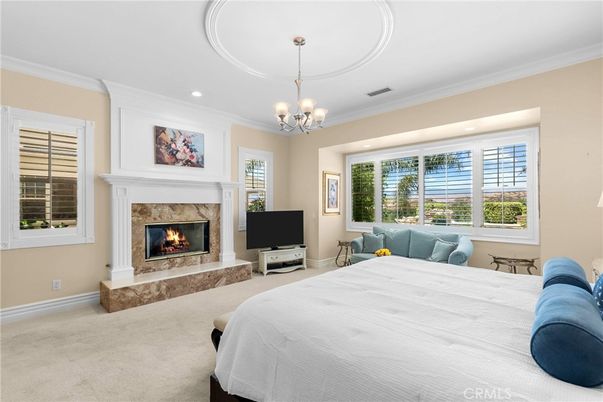 Bedroom, Chandelier, Fireplace, Interior, Recessed Lighting