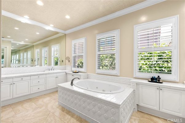 Bathroom, Dual Sink Vanities, Interior, Recessed Lighting, Tile Countertops