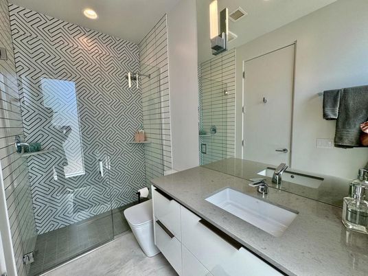 Bathroom, Glass Shower, Interior, Recessed Lighting