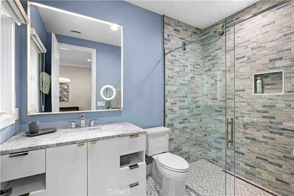 Bathroom, Glass Shower, Interior, Recessed Lighting
