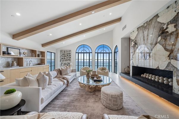 Fireplace, Interior, Living room, Recessed Lighting, Wooden Beams, Wood Texture Flooring