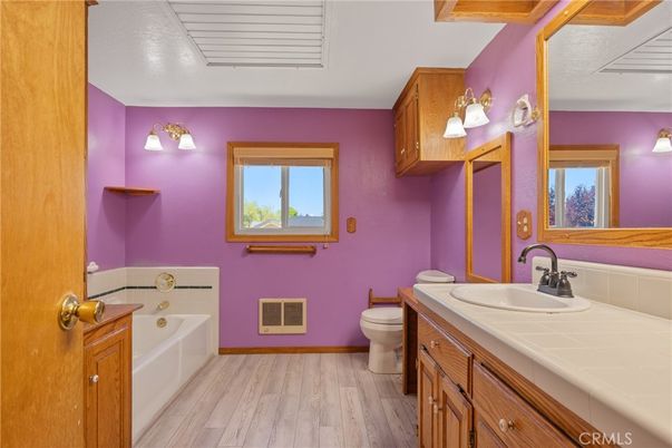 Bathroom, Interior, Tile Countertops, Wood Texture Flooring