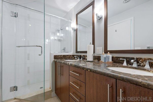 Bathroom, Dual Sink Vanities, Glass Shower, Interior