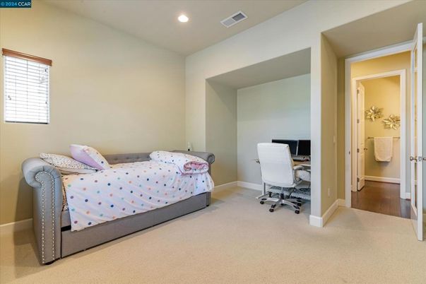 Bedroom, Home Office, Interior, Recessed Lighting, Wood Texture Flooring