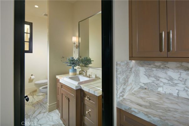 Bathroom, Interior, Marble, Marble Walls, Recessed Lighting, Tile Countertops