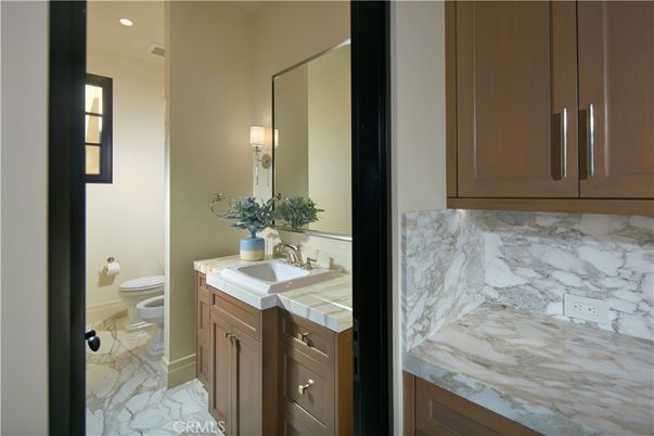 Bathroom, Interior, Marble, Marble Walls, Recessed Lighting, Tile Countertops
