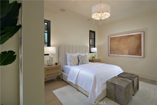 Bedroom, Interior, Pendant Lights, Wood Texture Flooring