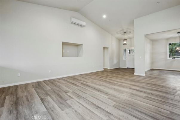 Empty room, Interior, Pendant Lights, Recessed Lighting, Wood Texture Flooring