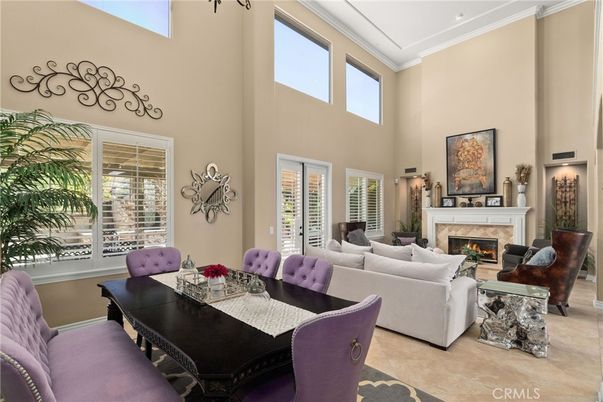 Dining room, Fireplace, Interior, Living room, Recessed Lighting