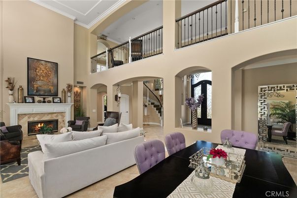 Dining room, Fireplace, Interior, Living room, Recessed Lighting