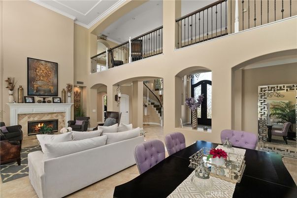Dining room, Fireplace, Interior, Living room, Recessed Lighting