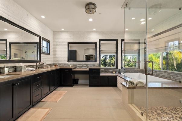 Bathroom, Dual Sink Vanities, Glass Shower, Interior, Recessed Lighting