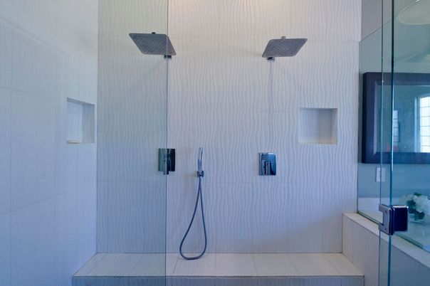Bathroom, Glass Shower, Interior, Pendant Lights