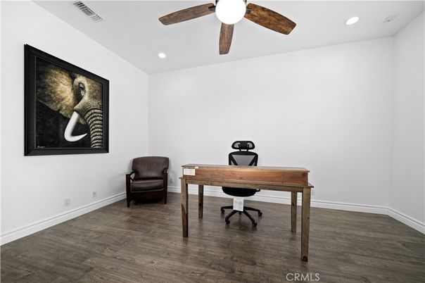 Home Office, Interior, Recessed Lighting, Wood Texture Flooring