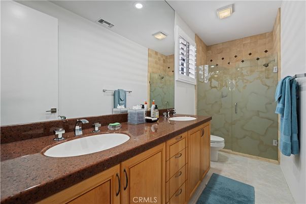 Bathroom, Dual Sink Vanities, Glass Shower, Interior, Recessed Lighting