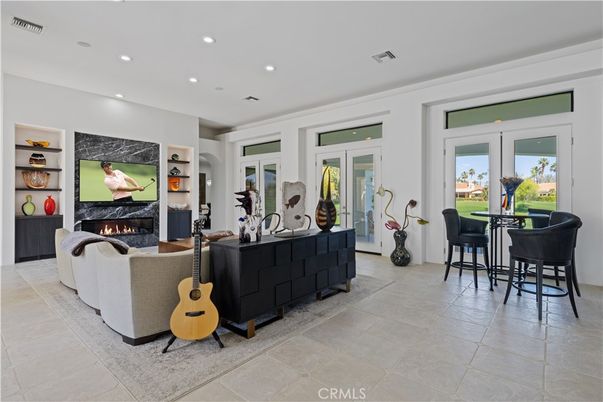 Dining room, Fireplace, Interior, Living room, Recessed Lighting