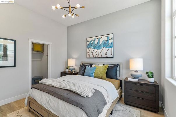 Bedroom, Interior, Pendant Lights, Wood Texture Flooring
