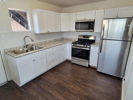 Interior, Kitchen, Stainless Steel Appliances, Wood Texture Flooring